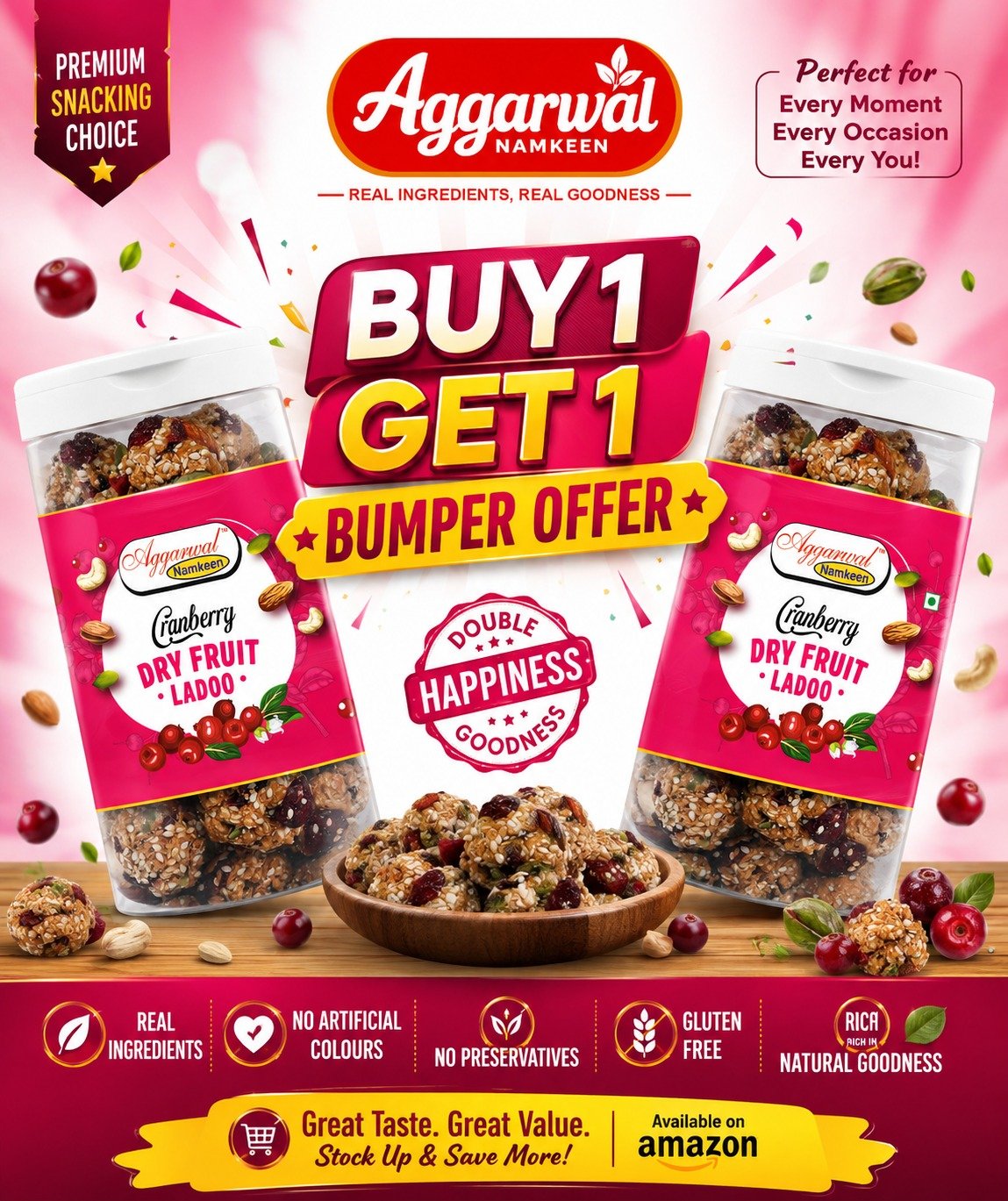 Cranberry Dry Fruit Ladoo