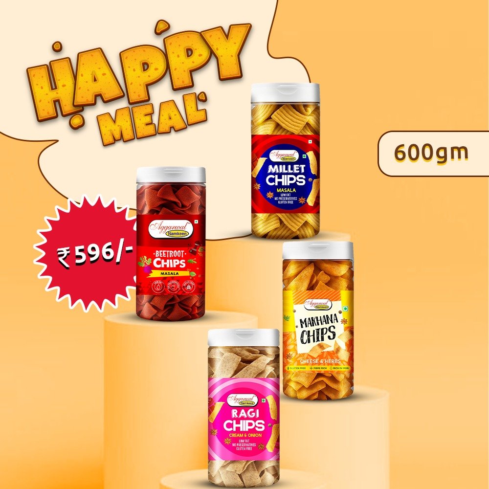 Happy Meal namkeen snack combo pack 600 gm by Aggarwal Namkeen with special discount offer