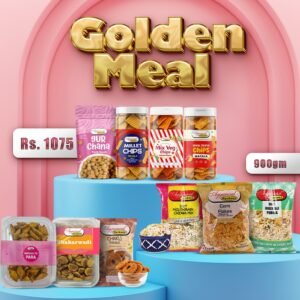 Golden Meal Combo Pack by Aggarwal Namkeen including bhujia, chips, peanuts and traditional Indian snacks