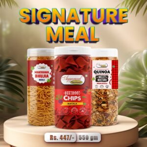 Signature Meal Combo Pack by Aggarwal Namkeen with bhujia, aloo bhujia, chips and roasted peanuts snack jars
